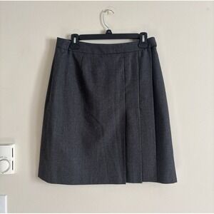 LL Bean Womens Wool Skirt Size 12 Pleated Charcoal Gray Outdoor Neutral‎